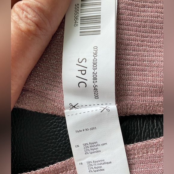 STREETWEAR SOCIETY BODYSUIT MUTED PINK METALLIC NWT SIZE SMALL long sleeves - Picture 2 of 6